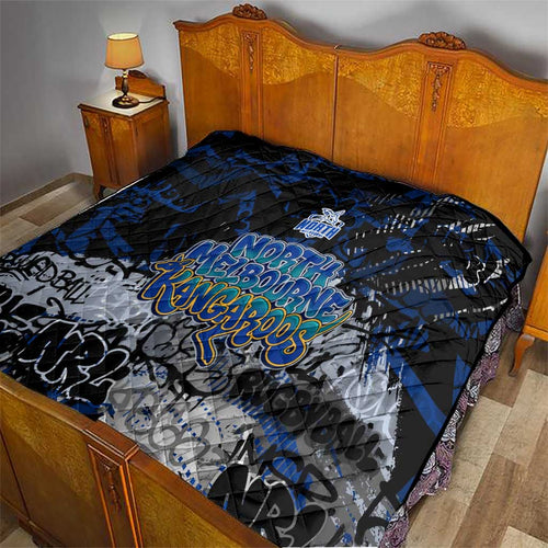 North Melbourne Kangaroos Quilt Urban Graffiti Street Art - Bold Abstract Spray Paint