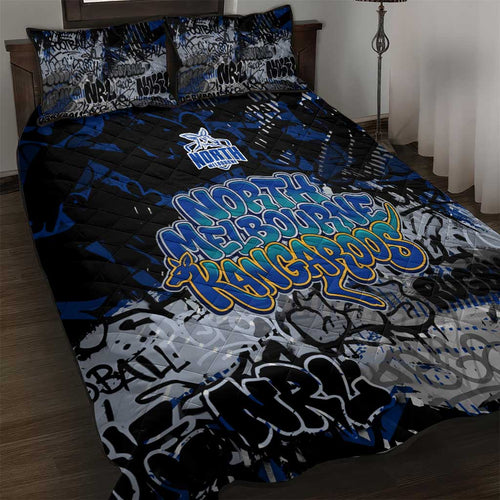 North Melbourne Kangaroos Quilt Bed Set Urban Graffiti Street Art - Bold Abstract Spray Paint