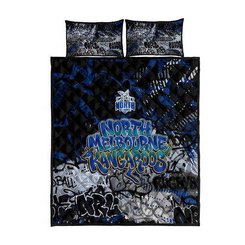 North Melbourne Kangaroos Quilt Bed Set Urban Graffiti Street Art - Bold Abstract Spray Paint