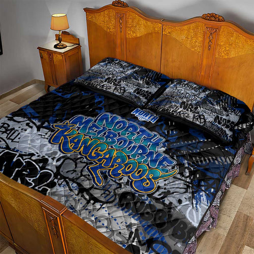 North Melbourne Kangaroos Quilt Bed Set Urban Graffiti Street Art - Bold Abstract Spray Paint