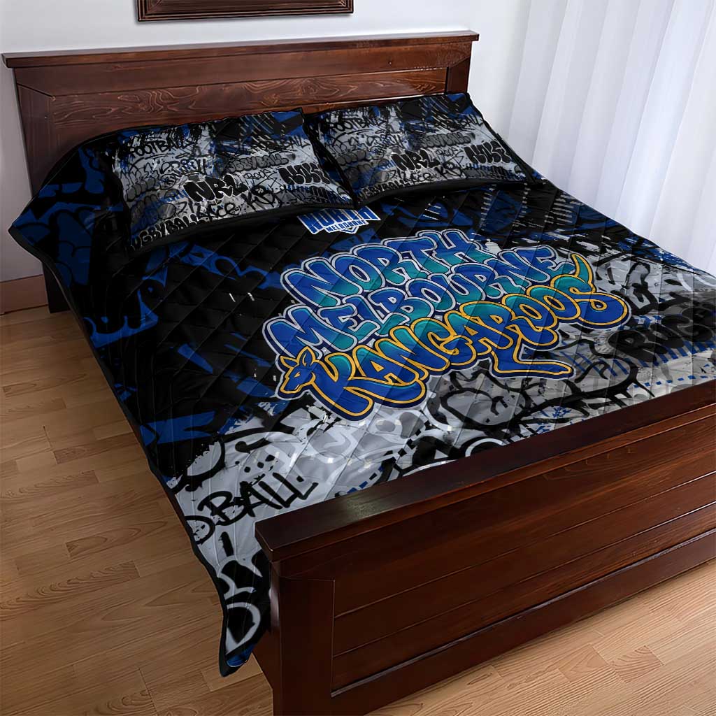 North Melbourne Kangaroos Quilt Bed Set Urban Graffiti Street Art - Bold Abstract Spray Paint