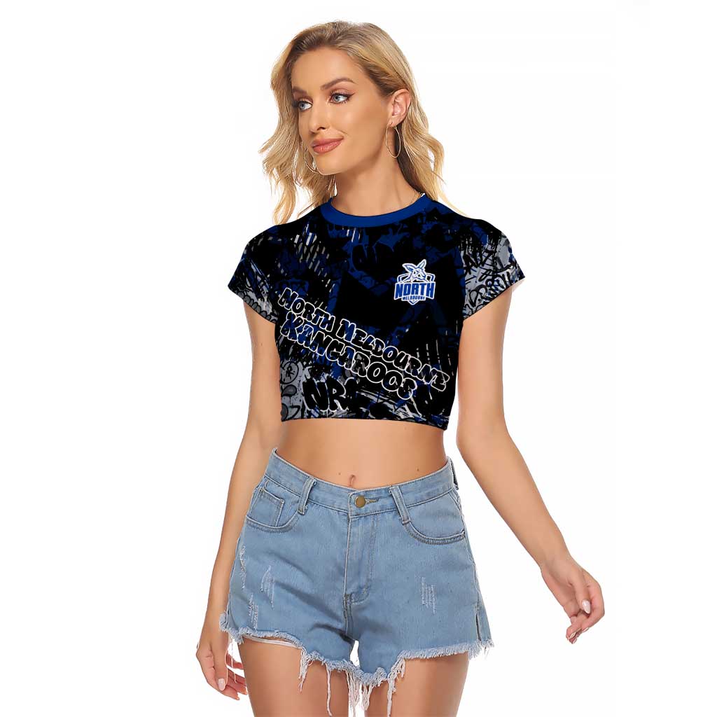 North Melbourne Kangaroos Raglan Cropped T Shirt Urban Graffiti Street Art - Bold Abstract Spray Paint