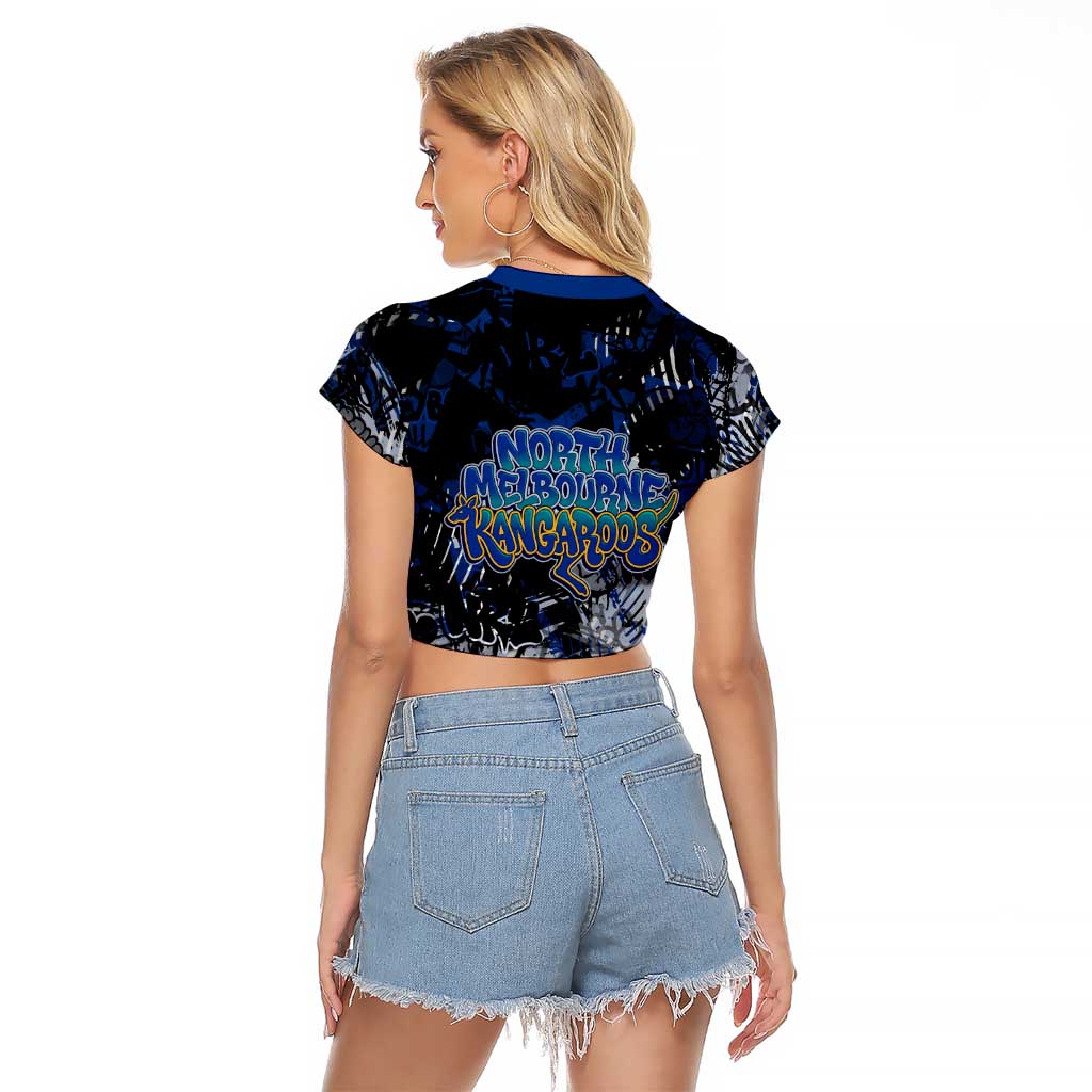 North Melbourne Kangaroos Raglan Cropped T Shirt Urban Graffiti Street Art - Bold Abstract Spray Paint