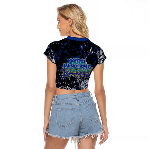 North Melbourne Kangaroos Raglan Cropped T Shirt Urban Graffiti Street Art - Bold Abstract Spray Paint