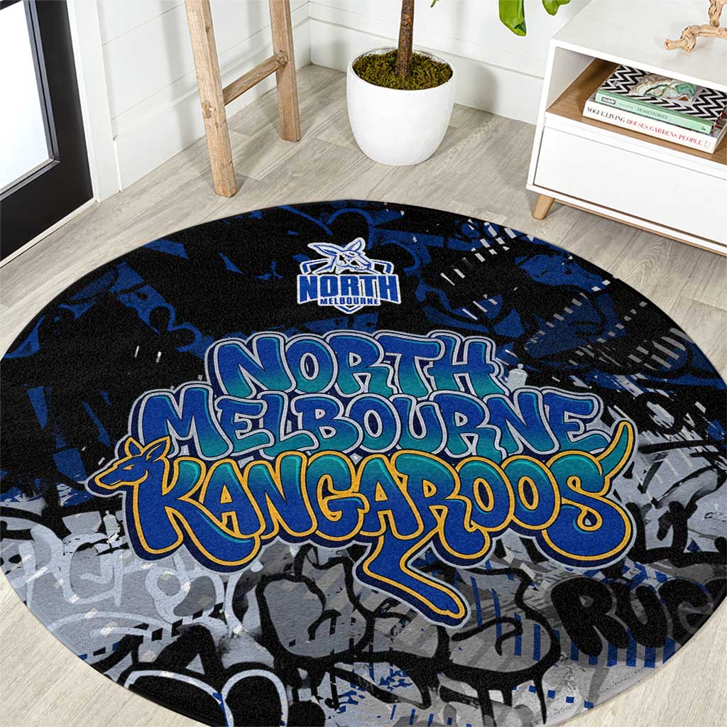 North Melbourne Kangaroos Round Carpet Urban Graffiti Street Art - Bold Abstract Spray Paint