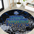 North Melbourne Kangaroos Round Carpet Urban Graffiti Street Art - Bold Abstract Spray Paint