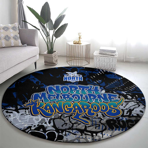 North Melbourne Kangaroos Round Carpet Urban Graffiti Street Art - Bold Abstract Spray Paint
