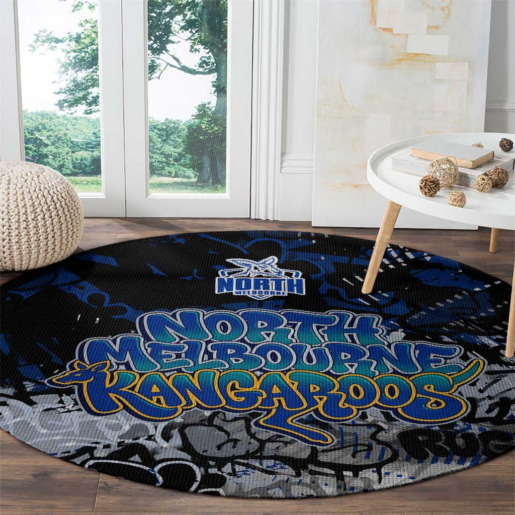 North Melbourne Kangaroos Round Carpet Urban Graffiti Street Art - Bold Abstract Spray Paint