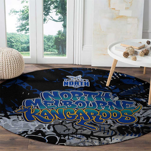 North Melbourne Kangaroos Round Carpet Urban Graffiti Street Art - Bold Abstract Spray Paint