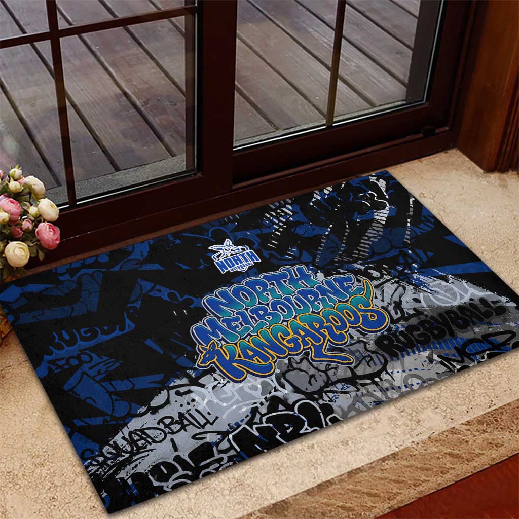 North Melbourne Kangaroos Rubber Doormat Urban Graffiti Street Art - Bold Abstract Spray Paint
