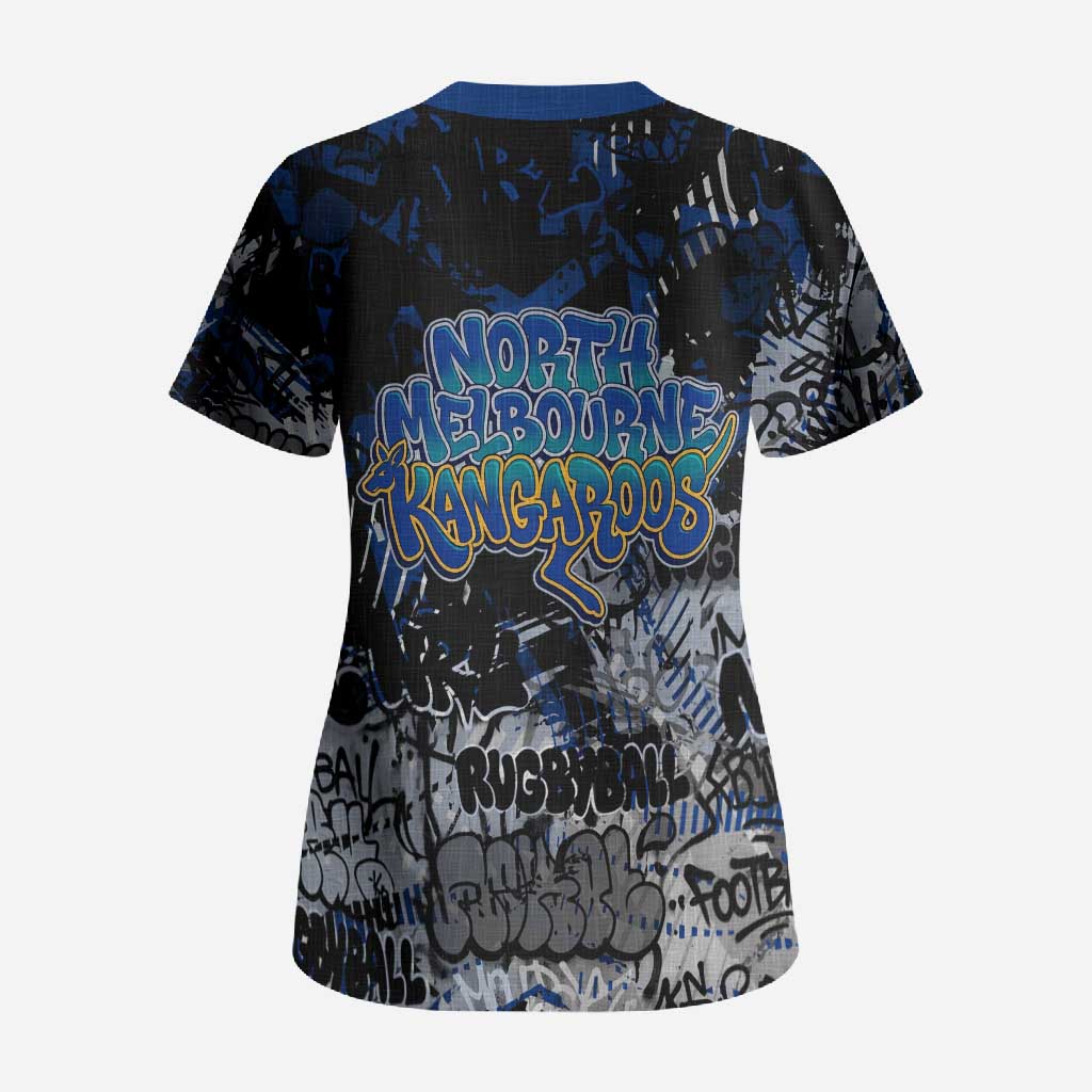 North Melbourne Kangaroos Scrub Top Urban Graffiti Street Art - Bold Abstract Spray Paint