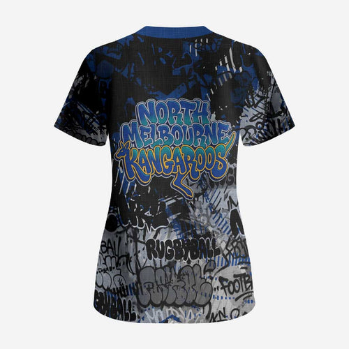North Melbourne Kangaroos Scrub Top Urban Graffiti Street Art - Bold Abstract Spray Paint