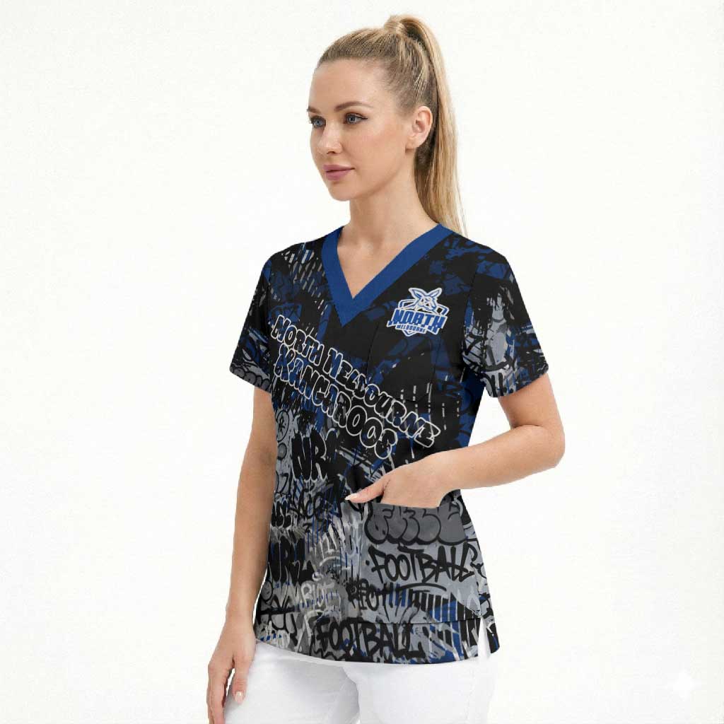 North Melbourne Kangaroos Scrub Top Urban Graffiti Street Art - Bold Abstract Spray Paint
