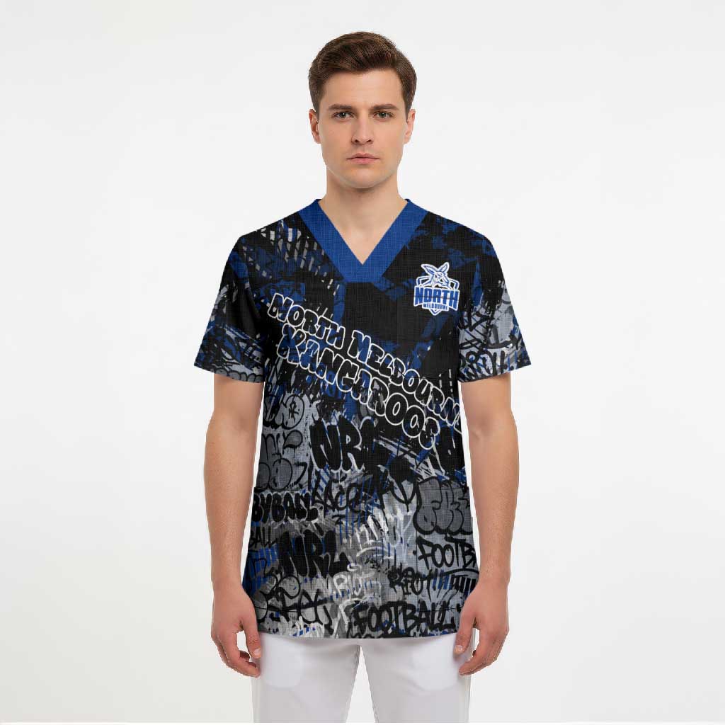 North Melbourne Kangaroos Scrub Top Urban Graffiti Street Art - Bold Abstract Spray Paint