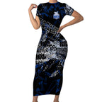 North Melbourne Kangaroos Short Sleeve Bodycon Dress Urban Graffiti Street Art - Bold Abstract Spray Paint