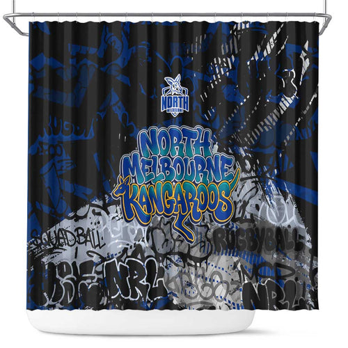 North Melbourne Kangaroos Shower Curtain Urban Graffiti Street Art - Bold Abstract Spray Paint