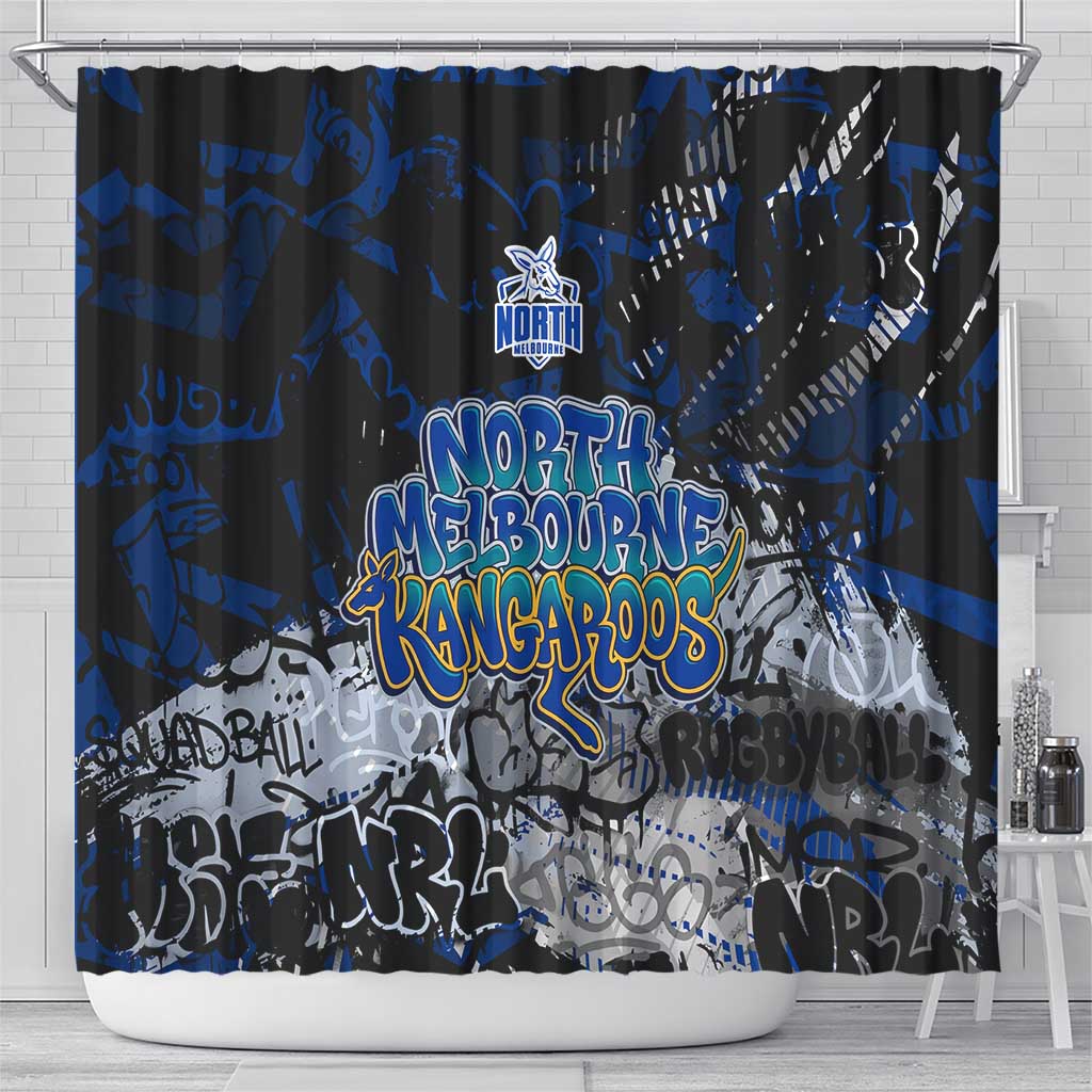 North Melbourne Kangaroos Shower Curtain Urban Graffiti Street Art - Bold Abstract Spray Paint