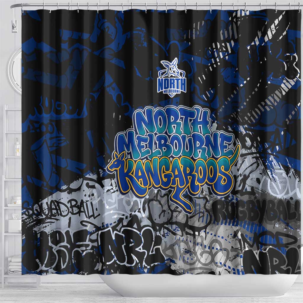 North Melbourne Kangaroos Shower Curtain Urban Graffiti Street Art - Bold Abstract Spray Paint