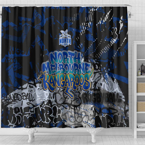 North Melbourne Kangaroos Shower Curtain Urban Graffiti Street Art - Bold Abstract Spray Paint