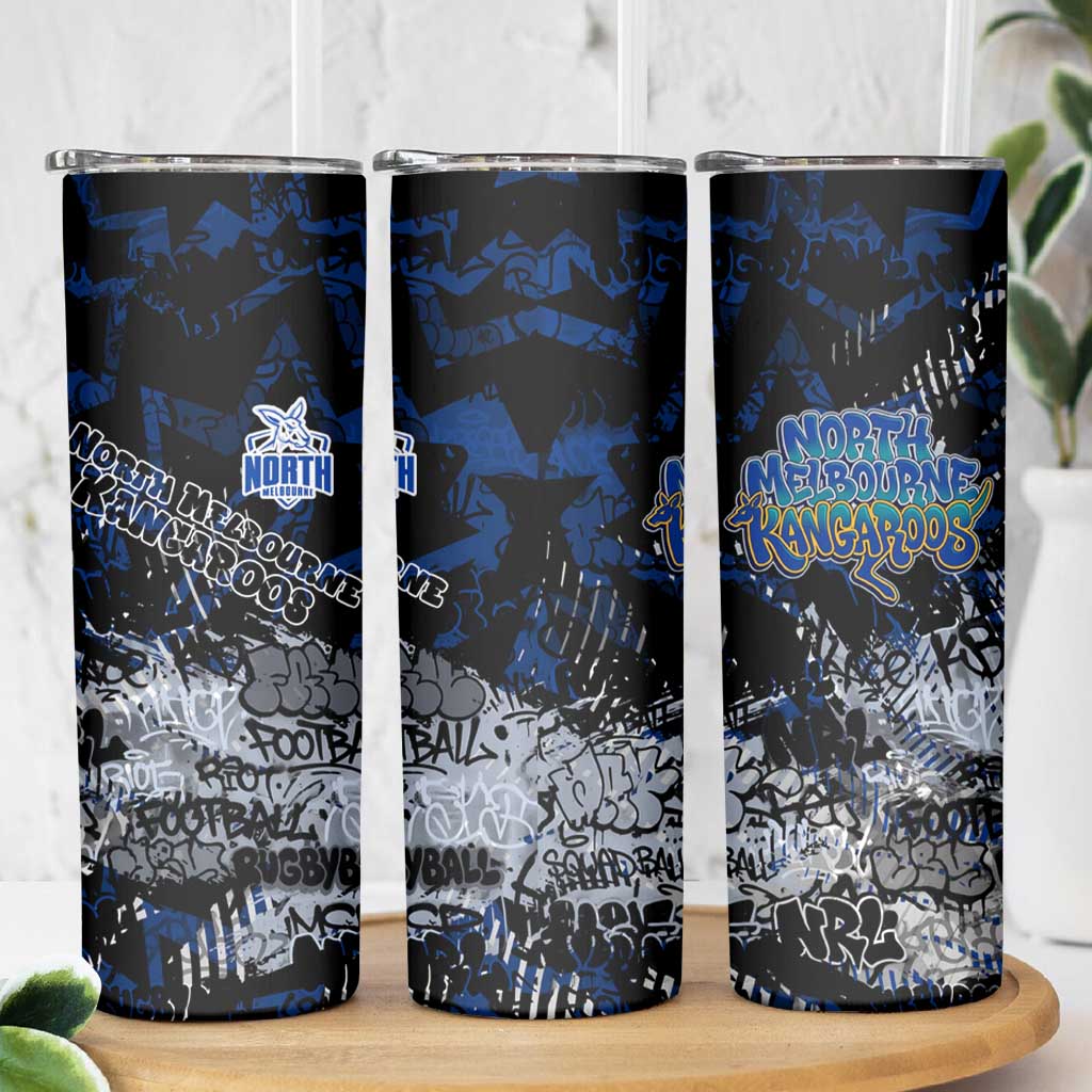 North Melbourne Kangaroos Skinny Tumbler Urban Graffiti Street Art - Bold Abstract Spray Paint