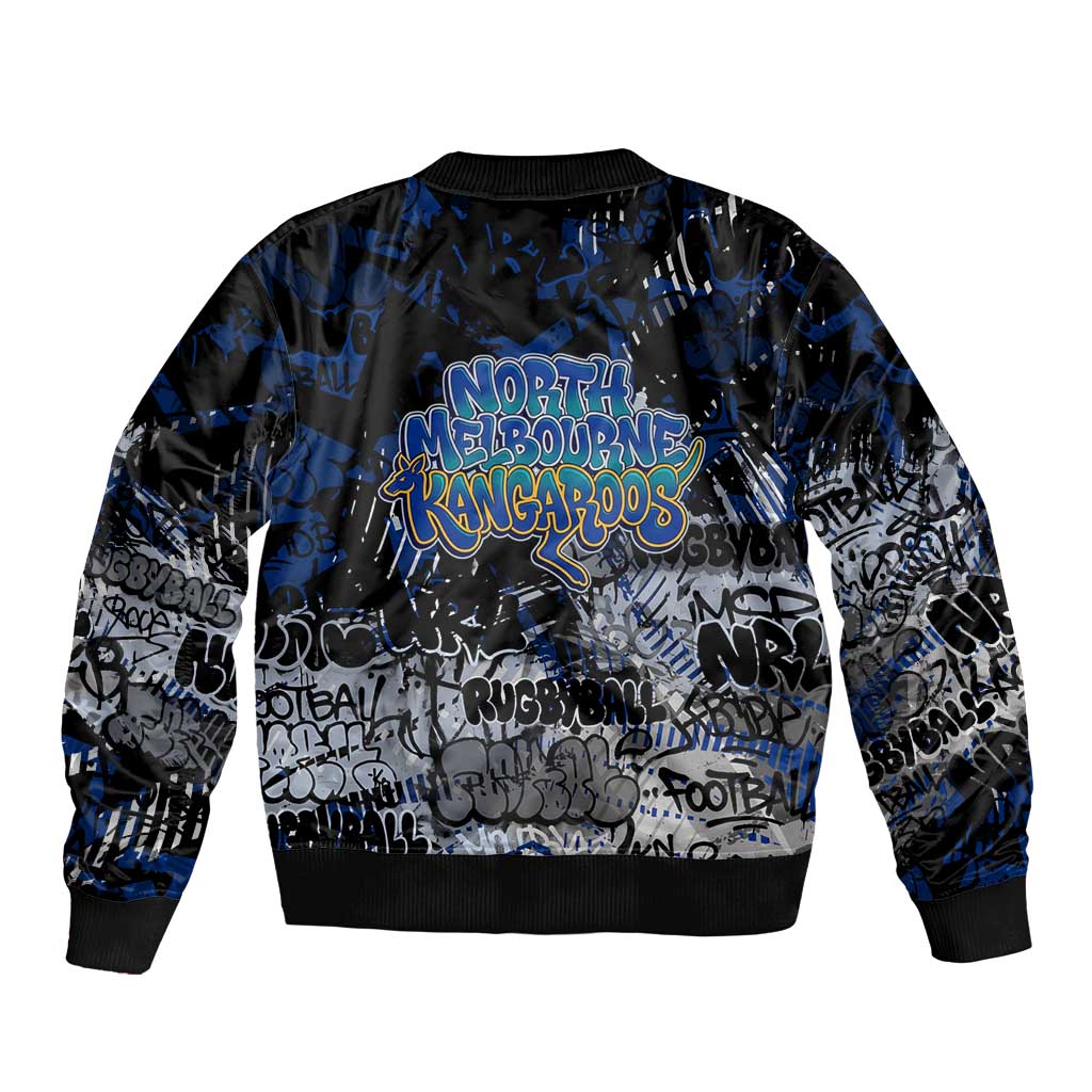 North Melbourne Kangaroos Sleeve Zip Bomber Jacket Urban Graffiti Street Art - Bold Abstract Spray Paint