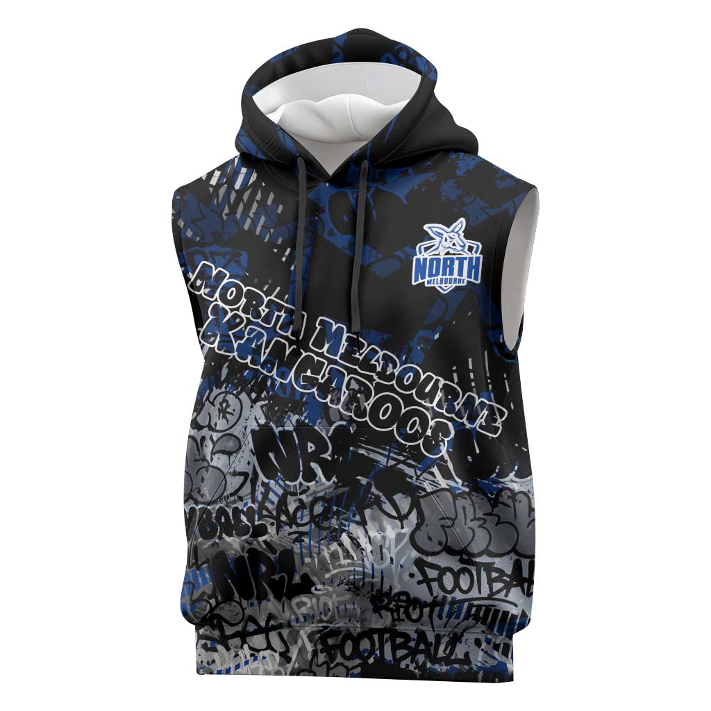 North Melbourne Kangaroos Sleeveless Hoodie Urban Graffiti Street Art - Bold Abstract Spray Paint