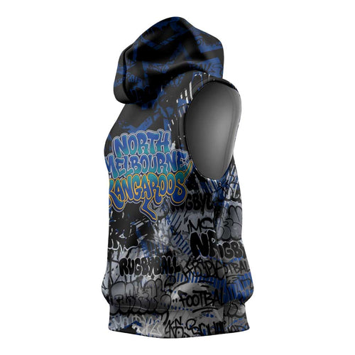 North Melbourne Kangaroos Sleeveless Hoodie Urban Graffiti Street Art - Bold Abstract Spray Paint