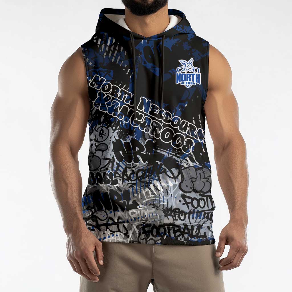 North Melbourne Kangaroos Sleeveless Hoodie Urban Graffiti Street Art - Bold Abstract Spray Paint