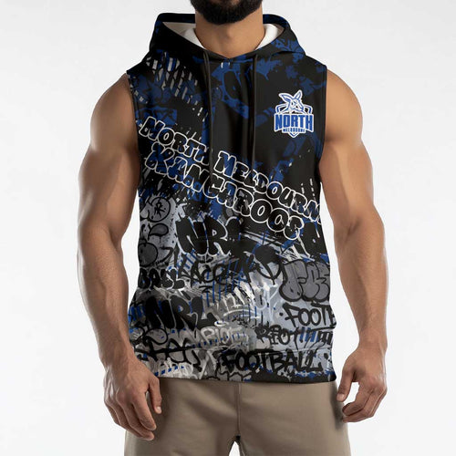 North Melbourne Kangaroos Sleeveless Hoodie Urban Graffiti Street Art - Bold Abstract Spray Paint