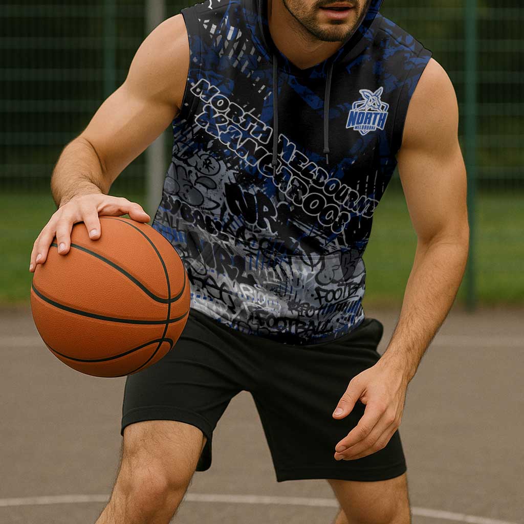 North Melbourne Kangaroos Sleeveless Hoodie Urban Graffiti Street Art - Bold Abstract Spray Paint