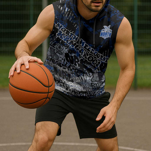 North Melbourne Kangaroos Sleeveless Hoodie Urban Graffiti Street Art - Bold Abstract Spray Paint