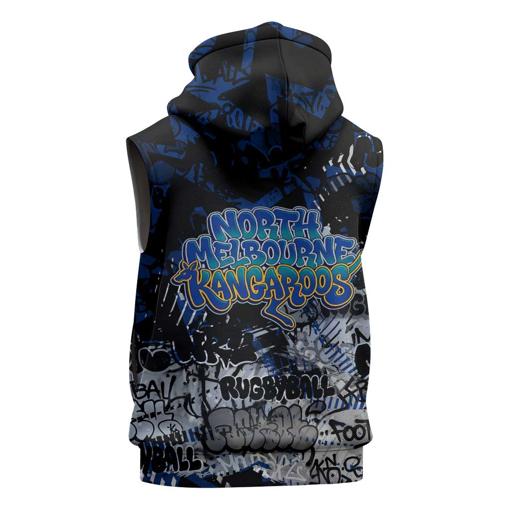 North Melbourne Kangaroos Sleeveless Zip Hoodie Urban Graffiti Street Art - Bold Abstract Spray Paint