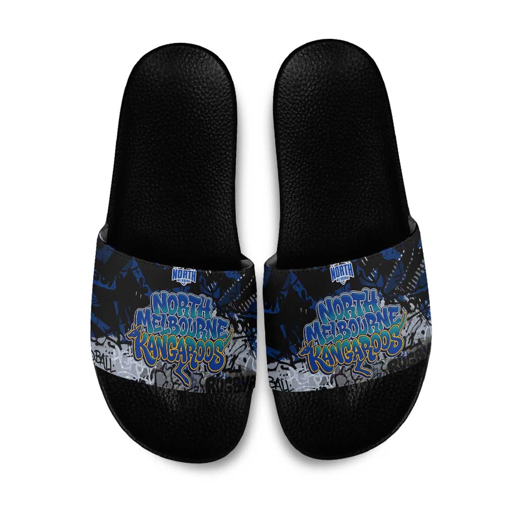 North Melbourne Kangaroos Slide Sandals Urban Graffiti Street Art - Bold Abstract Spray Paint