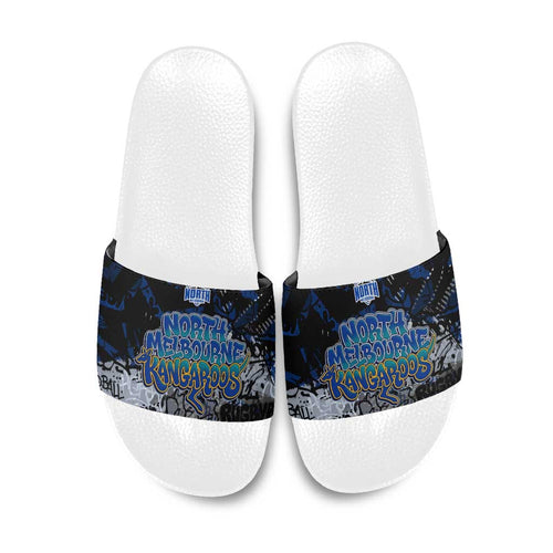 North Melbourne Kangaroos Slide Sandals Urban Graffiti Street Art - Bold Abstract Spray Paint