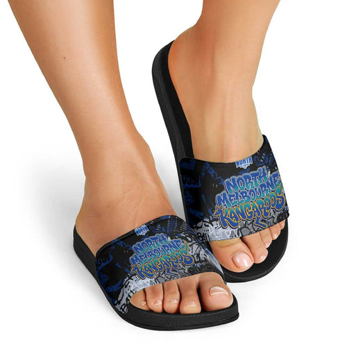 North Melbourne Kangaroos Slide Sandals Urban Graffiti Street Art - Bold Abstract Spray Paint