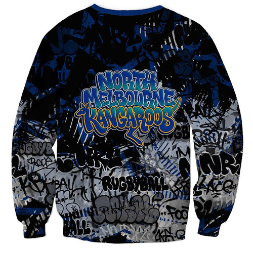 North Melbourne Kangaroos Sweatshirt Urban Graffiti Street Art - Bold Abstract Spray Paint