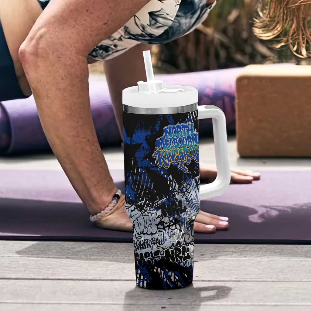 North Melbourne Kangaroos Tumbler With Handle Urban Graffiti Street Art - Bold Abstract Spray Paint