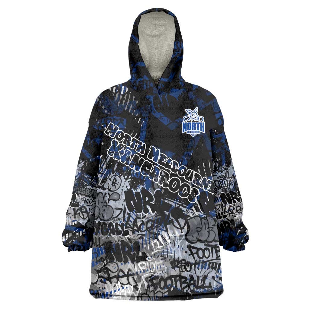 North Melbourne Kangaroos Wearable Blanket Hoodie Urban Graffiti Street Art - Bold Abstract Spray Paint