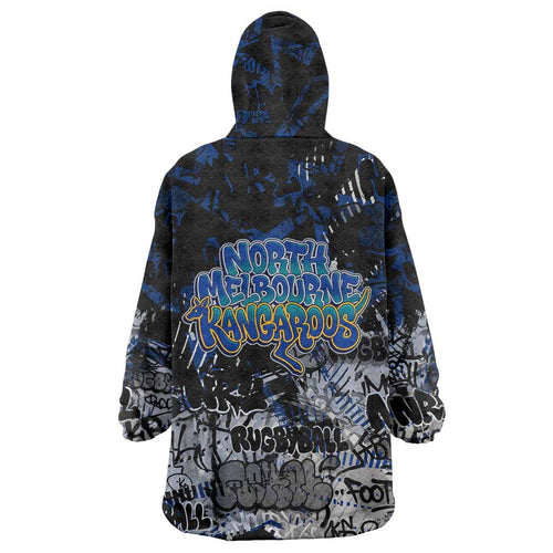 North Melbourne Kangaroos Wearable Blanket Hoodie Urban Graffiti Street Art - Bold Abstract Spray Paint