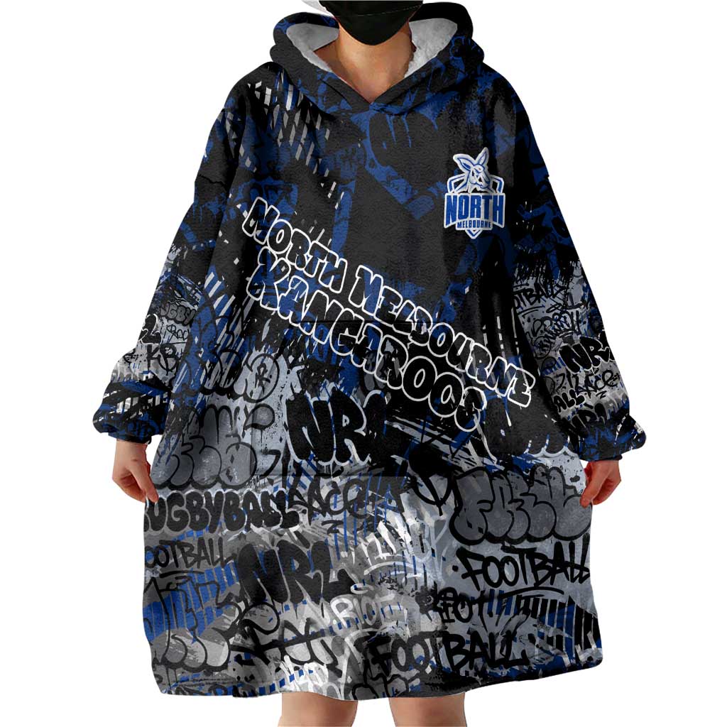 North Melbourne Kangaroos Wearable Blanket Hoodie Urban Graffiti Street Art - Bold Abstract Spray Paint