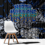 North Melbourne Kangaroos Window Curtain Urban Graffiti Street Art - Bold Abstract Spray Paint