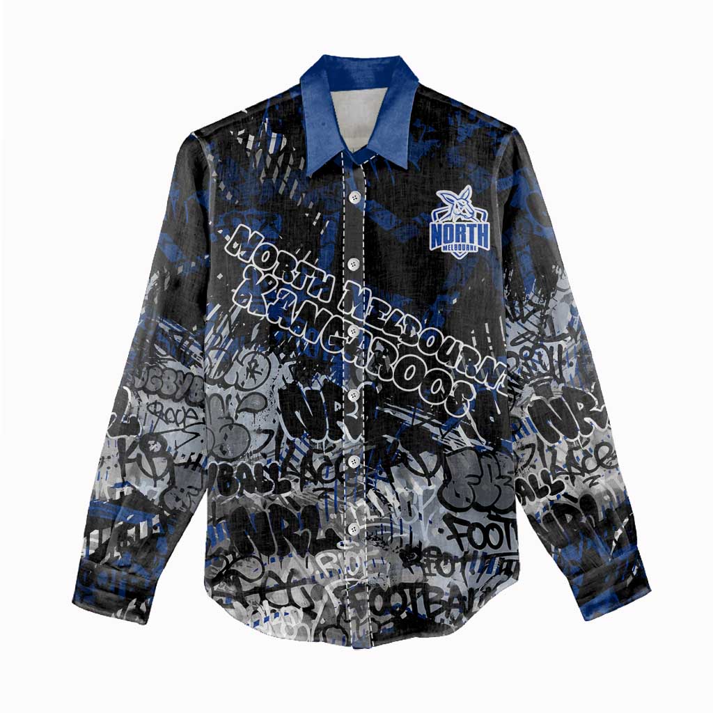 North Melbourne Kangaroos Women Casual Shirt Urban Graffiti Street Art - Bold Abstract Spray Paint