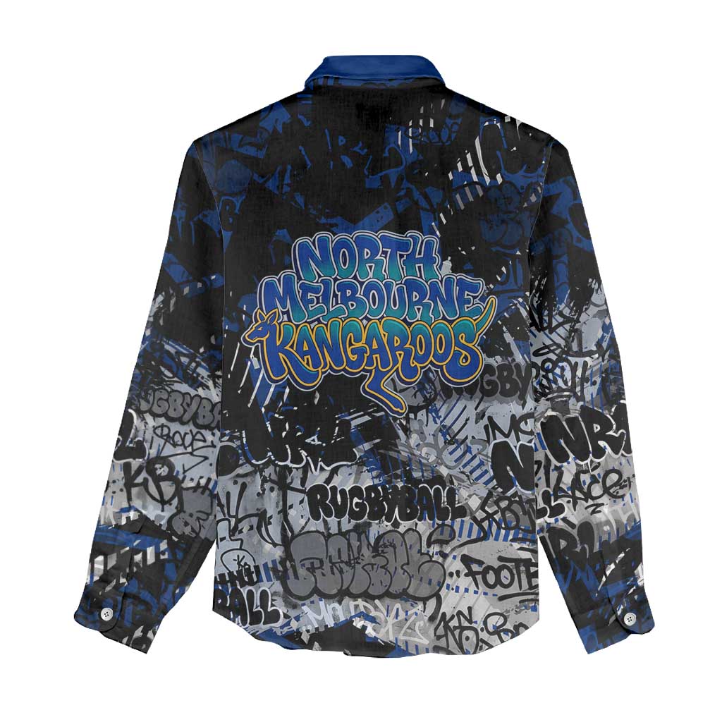 North Melbourne Kangaroos Women Casual Shirt Urban Graffiti Street Art - Bold Abstract Spray Paint