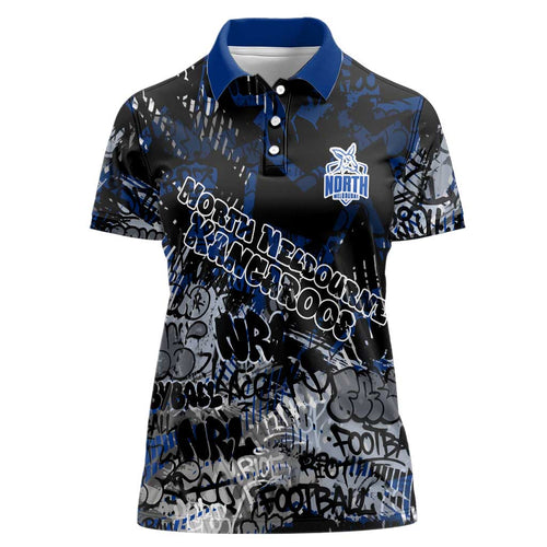 North Melbourne Kangaroos Women Polo Shirt Urban Graffiti Street Art - Bold Abstract Spray Paint