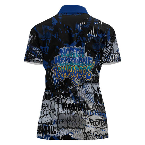 North Melbourne Kangaroos Women Polo Shirt Urban Graffiti Street Art - Bold Abstract Spray Paint