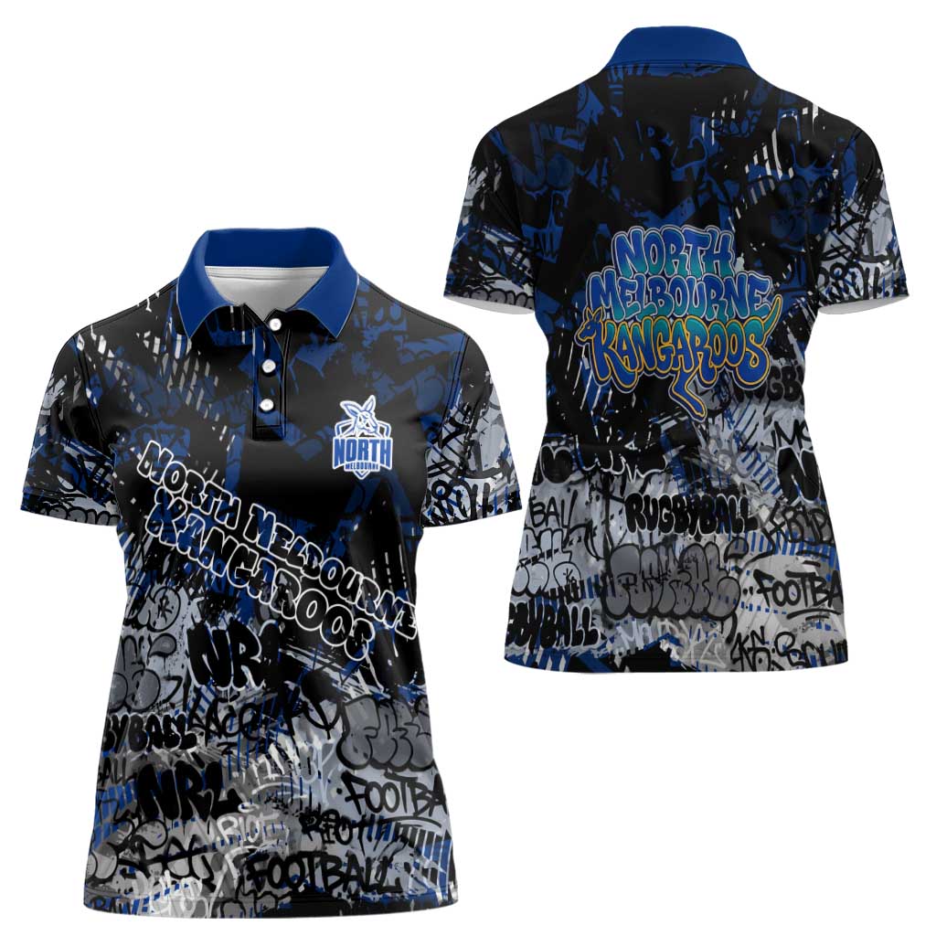 North Melbourne Kangaroos Women Polo Shirt Urban Graffiti Street Art - Bold Abstract Spray Paint