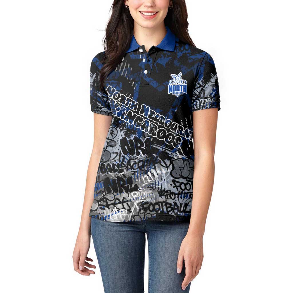 North Melbourne Kangaroos Women Polo Shirt Urban Graffiti Street Art - Bold Abstract Spray Paint