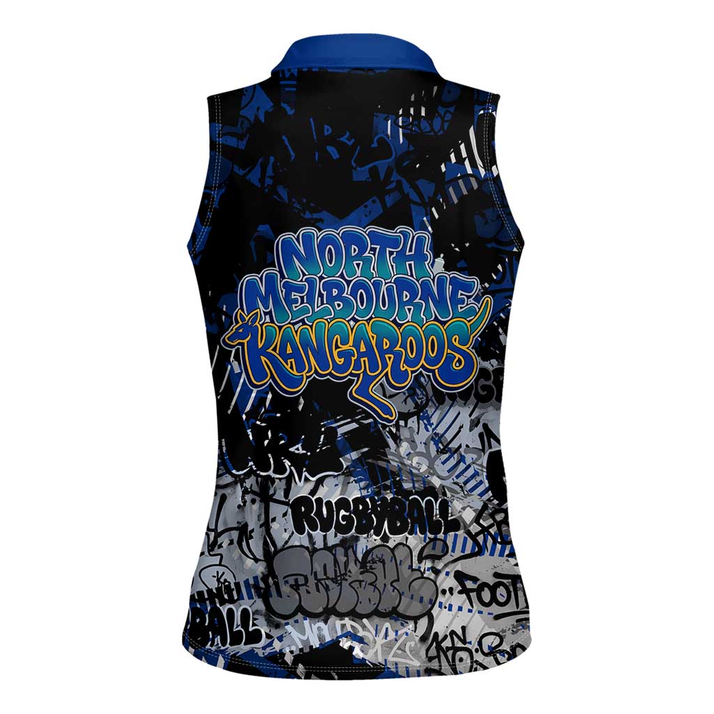 North Melbourne Kangaroos Women Sleeveless Polo Shirt Urban Graffiti Street Art - Bold Abstract Spray Paint