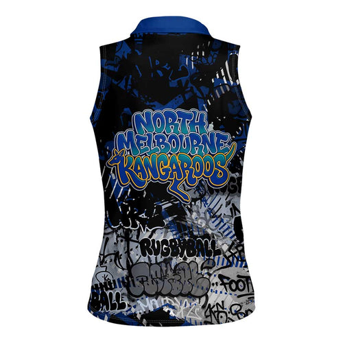 North Melbourne Kangaroos Women Sleeveless Polo Shirt Urban Graffiti Street Art - Bold Abstract Spray Paint