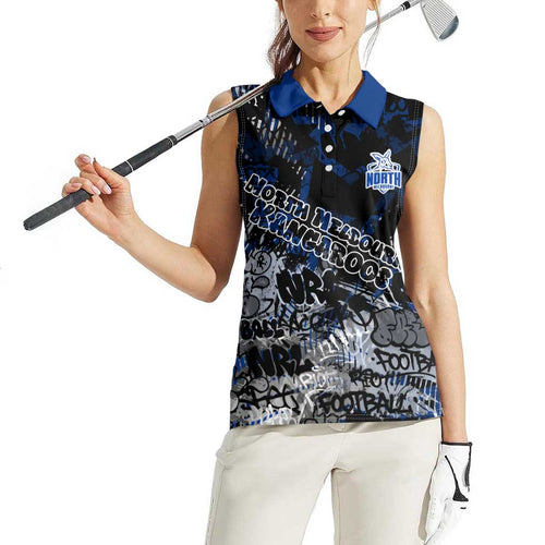 North Melbourne Kangaroos Women Sleeveless Polo Shirt Urban Graffiti Street Art - Bold Abstract Spray Paint